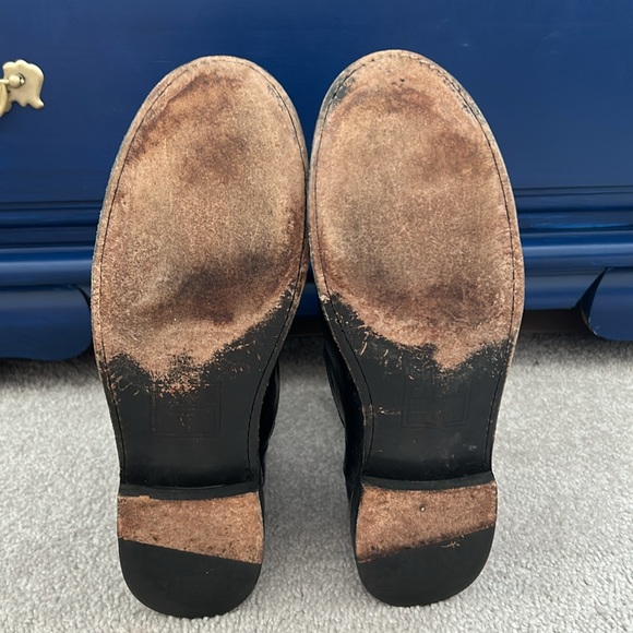 Frye Womens Paige Short Riding Boots Black Leather Mid Calf Block Pull On - Picture 3 of 7